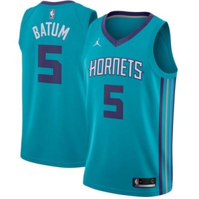 Nike Charlotte Hornets #5 Nicolas Batum Teal NBA Jordan Swingman Icon Edition Jersey Men's